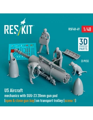 US Aircraft mechanics with SUU-23 20mm gun pod (open & close gun ba...