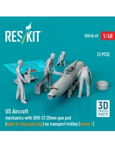 US Aircraft mechanics with SUU-23 20mm gun pod (open & close gun ba... 2