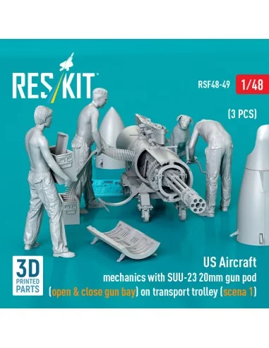 US Aircraft mechanics with SUU-23 20mm gun pod (open & close gun ba...