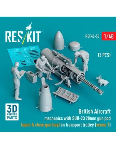 British Aircraft mechanics with SUU-23 20mm gun pod (open & close g...