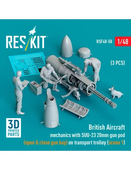 British Aircraft mechanics with SUU-23 20mm gun pod (open & close g...
