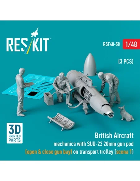 British Aircraft mechanics with SUU-23 20mm gun pod (open & close g...