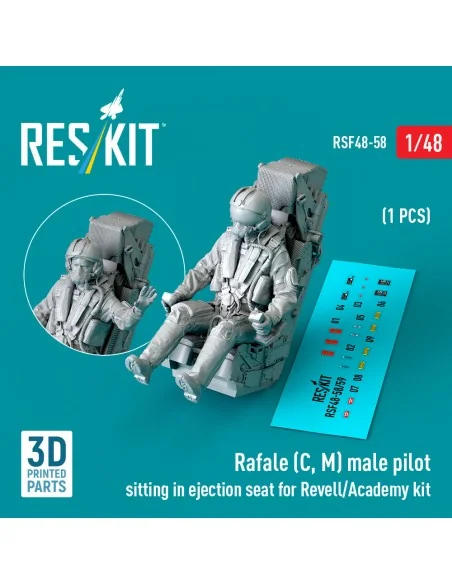 Rafale (C, M) male pilot sitting in ejection seat for Revell/Academ...