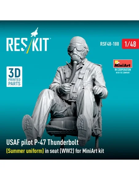 USAF pilot P-47 Thunderbolt (Summer uniform) in seat (WW2) for Mini...