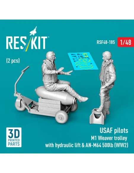 USAF pilots (2 pcs) & M1 Weaver trolley with hydraulic lift & AN-M6...