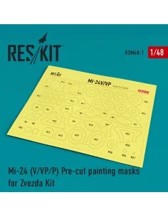 Mi-24 (V, VP, P) Pre-cut painting masks for Zvezda kit, 1/48 - ResK...