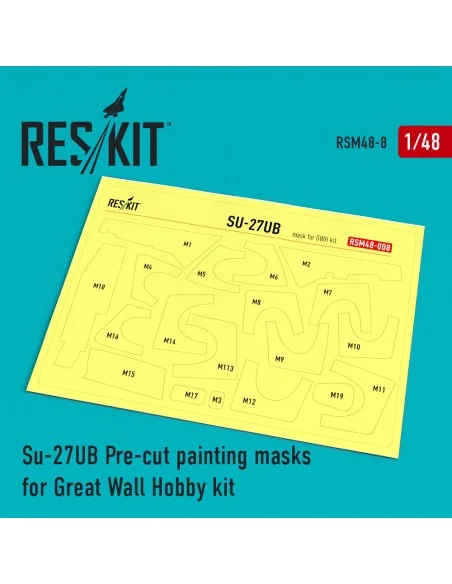 Su-27UB Pre-cut painting masks for GWH kit, 1/48 - ResKit Models RS...