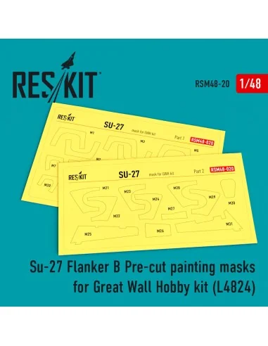 Su-27 Pre-cut painting masks for GWH L4824 kit, 1/48 - ResKit Model...