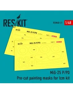 MiG-25 (P, PD) Pre-cut painting masks for ICM kit, 1/48 - ResKit Mo...