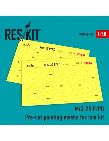 MiG-25 (P, PD) Pre-cut painting masks for ICM kit, 1/48 - ResKit Mo...