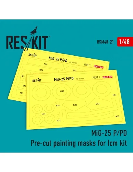 MiG-25 (P, PD) Pre-cut painting masks for ICM kit, 1/48 - ResKit Mo...