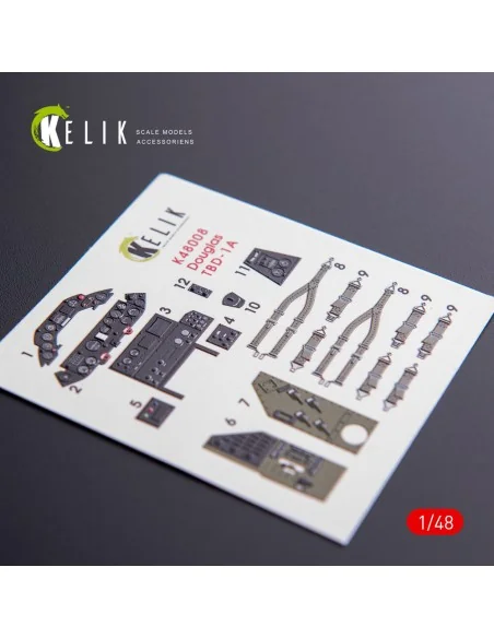 TBD-1A Devastator interior 3D decals for GWH kit, 1/48 - Kelik K48008