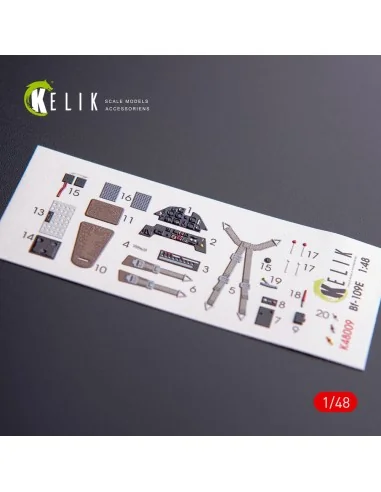 Bf-109E interior 3D decals for WingsyKits kit, 1/48 - Kelik K48009