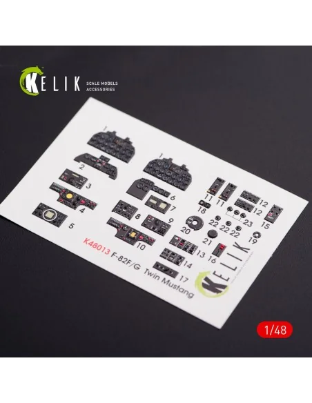 F-82 (F, G) Twin Mustang interior 3D decals for Modelsvit kit, 1/48...