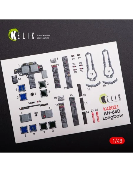 AH-64D Apache longbow interior 3D decals for Hasegawa kit, 1/48 - K...