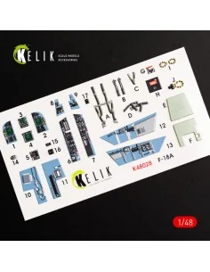 F/A-18A Hornet interior 3D decals for Kinetic kit, 1/48 - Kelik K48028