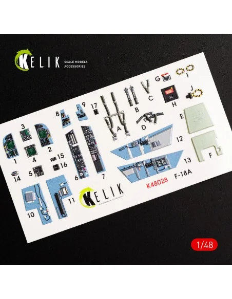 [NO_DESC] F/A-18A Hornet interior 3D decals for Kinetic kit, 1/48 -...