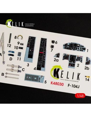 [NO_DESC] F-104J Starfighter interior 3D decals for Kinetic kit, 1/...