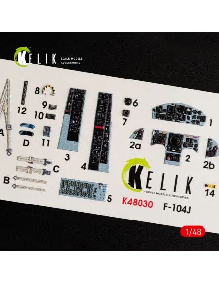 F-104J Starfighter interior 3D decals for Kinetic kit, 1/48 - Kelik...