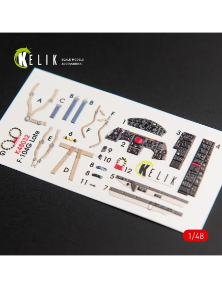 F-104G Starfighter late type interior 3D decals for Hasegawa kit, 1...