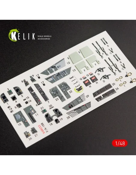 F/A-18B Hornet interior 3D decals for Kinetic kit, 1/48 - Kelik K48033
