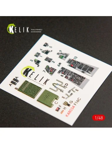 F-16C Fighting Falcon interior 3D decals for Kinetic kit, 1/48 - Ke...