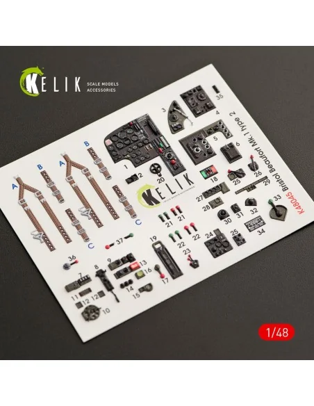 Bristol Beaufort Mk.1 type 2 interior 3D decals for ICM kit, 1/48 -...