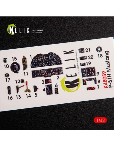 P-51H Mustang interior 3D decals for Modelsvit kit, 1/48 - Kelik K4...