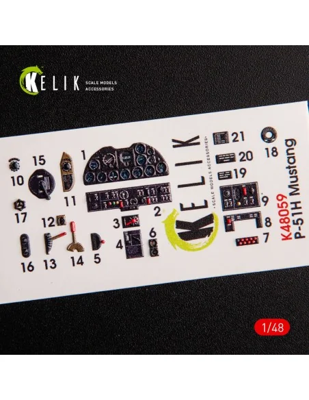 P-51H Mustang interior 3D decals for Modelsvit kit, 1/48 - Kelik K4...