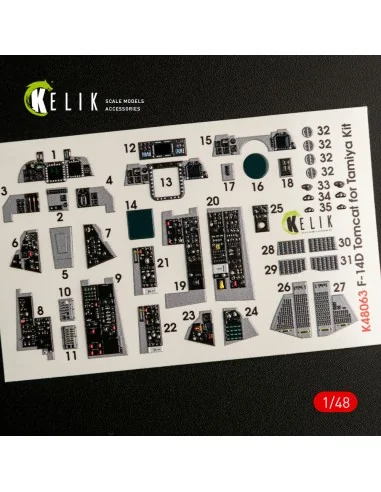 F-14D Tomcat interior 3D decals for Tamiya kit, 1/48 - Kelik K48063