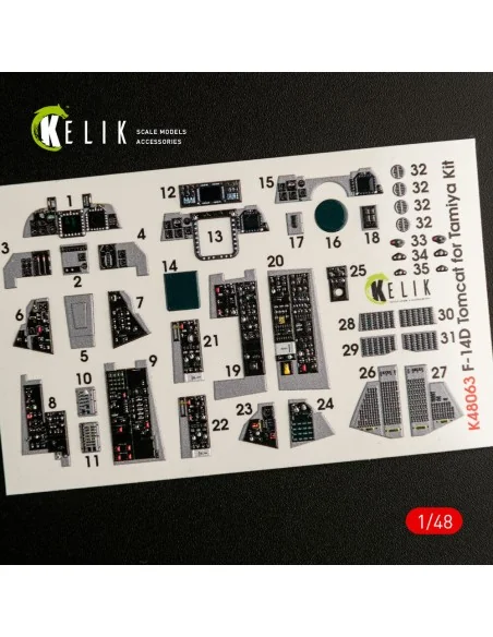 F-14D Tomcat interior 3D decals for Tamiya kit, 1/48 - Kelik K48063