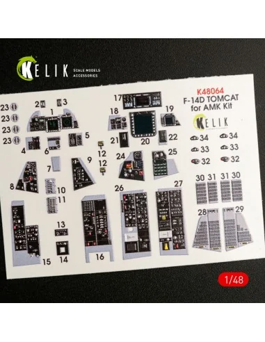 F-14D Tomcat interior 3D decals for AMK kit, 1/48 - Kelik K48064