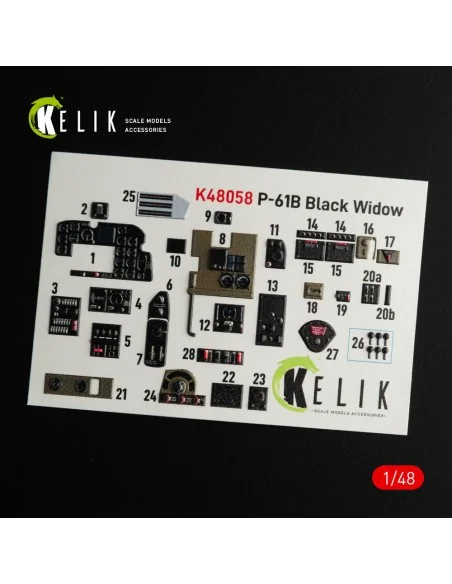 P-61B 'Black Widow' interior 3D decals for GWH kit, 1/48 - Kelik K4...