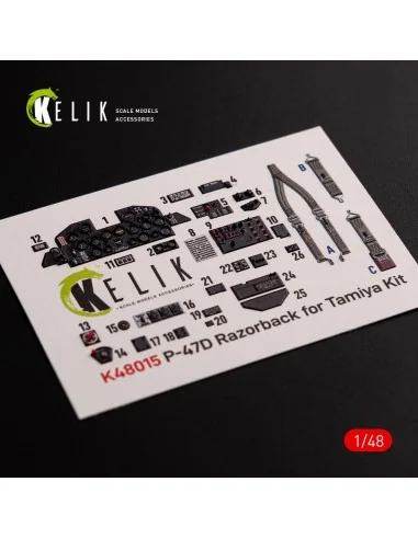 P-47D Razorback interior 3D decals for Tamiya kit, 1/48 - Kelik K48015