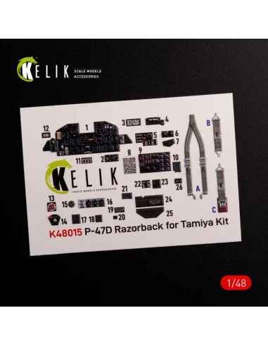P-47D Razorback interior 3D decals for Tamiya kit, 1/48 - Kelik K48015