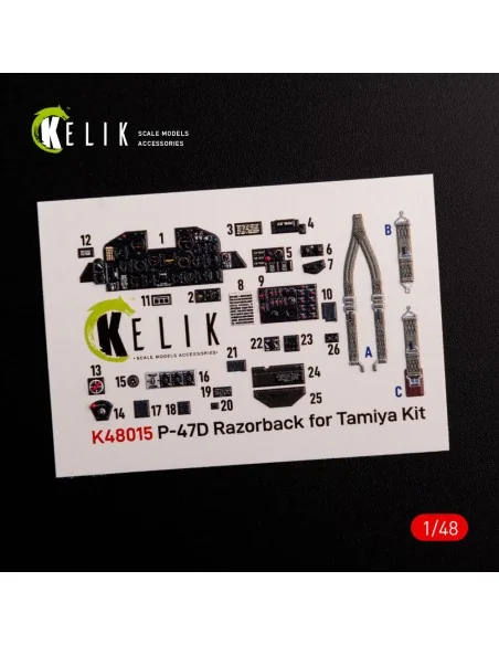 P-47D Razorback interior 3D decals for Tamiya kit, 1/48 - Kelik K48015