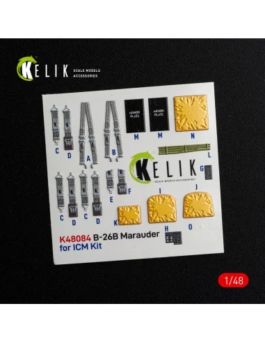 B-26B Marauder interior 3D decals for ICM kit, 1/48 - Kelik K48084