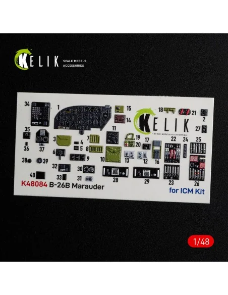 B-26B Marauder interior 3D decals for ICM kit, 1/48 - Kelik K48084