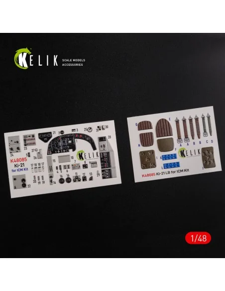 KI-21 interior 3D decals for ICM kit, 1/48 - Kelik K48085