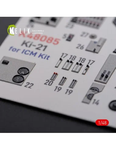 KI-21 interior 3D decals for ICM kit, 1/48 - Kelik K48085