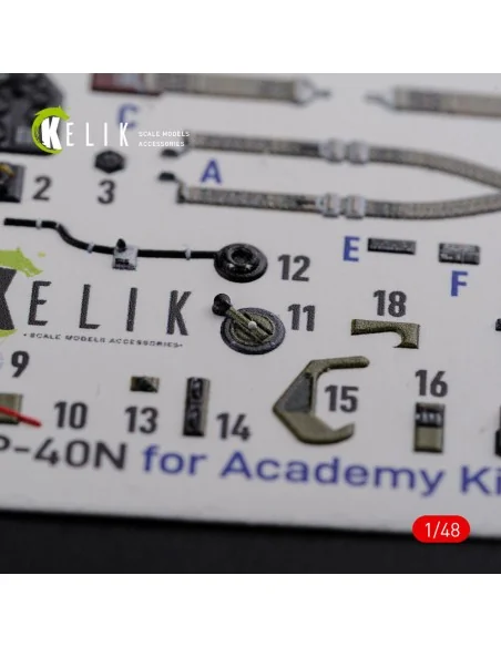 P-40N interior 3D decals for Academy kit, 1/48 - Kelik K48086