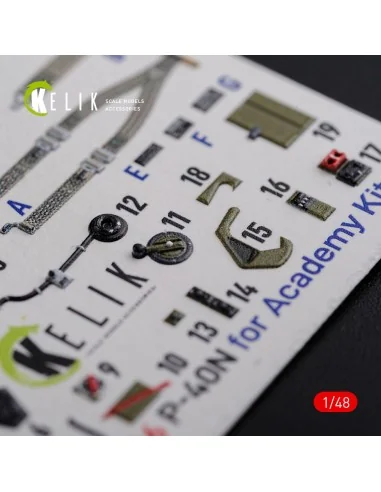 P-40N interior 3D decals for Academy kit, 1/48 - Kelik K48086