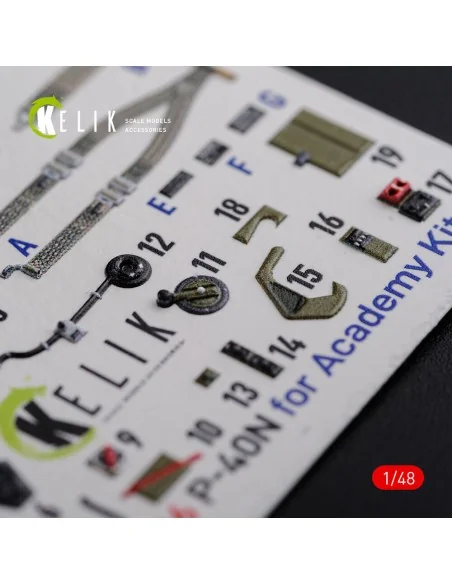 P-40N interior 3D decals for Academy kit, 1/48 - Kelik K48086