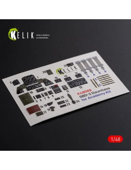 SBD-2 Dauntless interior 3D decals for Academy kit, 1/48 - Kelik K4...
