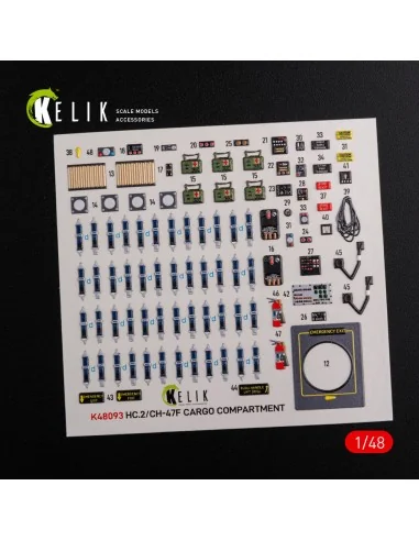 CH-47F interior 3D decals for Italeri kit, 1/48 - Kelik K48093