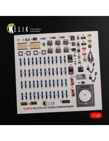 [NO_DESC] CH-47F interior 3D decals for Italeri kit, 1/48 - Kelik K...