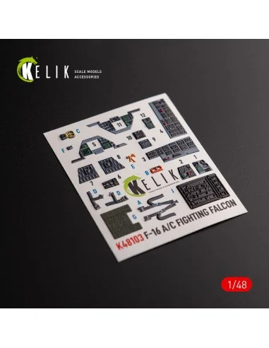 F-16A/C - interior 3D decals for Academy kit, 1/48 - Kelik K48103
