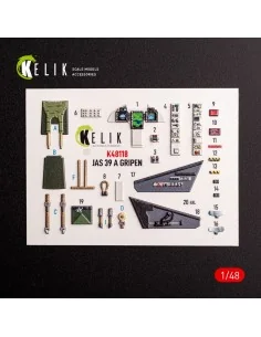 Jas-39 A - interior 3D decals for Italeri kit, 1/48 - Kelik K48118