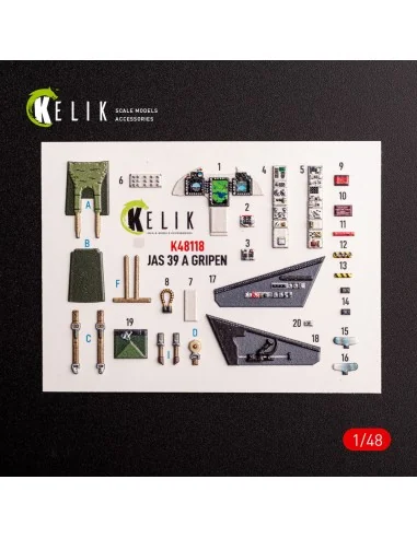 Jas-39 A - interior 3D decals for Italeri kit, 1/48 - Kelik K48118