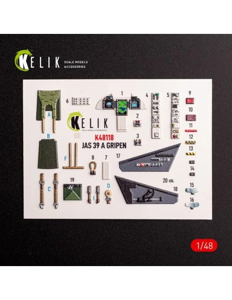 [NO_DESC] Jas-39 A - interior 3D decals for Italeri kit, 1/48 - Kel...